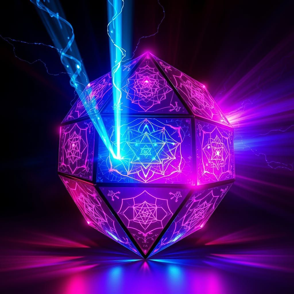 Luminous Digital Lazer Octahedron: Harmony of Dark and Light