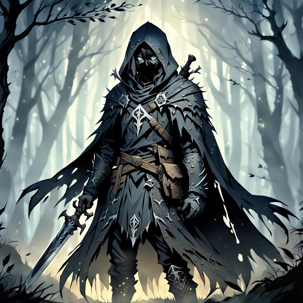 Wounded Warrior in Mystical Forest, Anime 3D Art