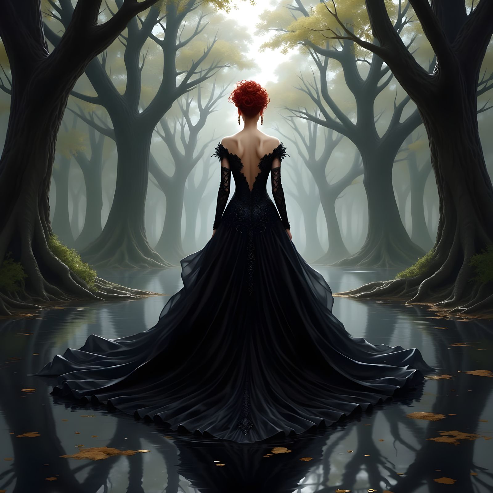 Ethereal Gothic Beauty in Victorian Attire