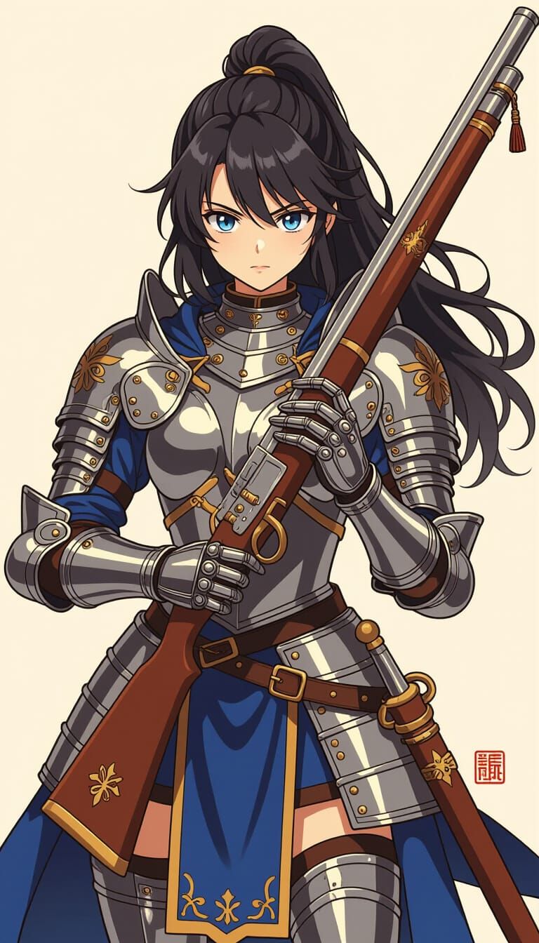 Anime-Style English Knight Girl with Musket
