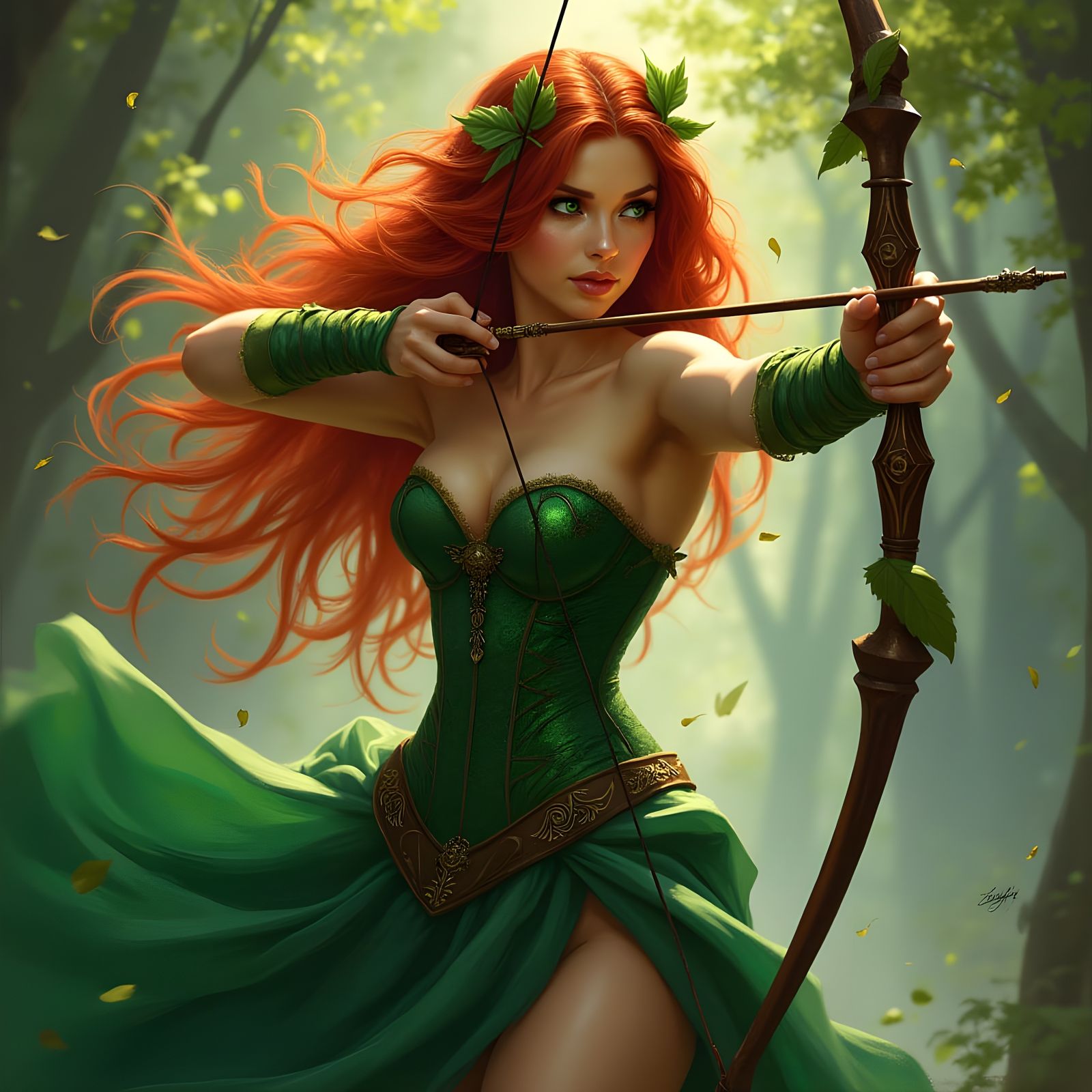 Elven Archer Aiming with Perfect Precision