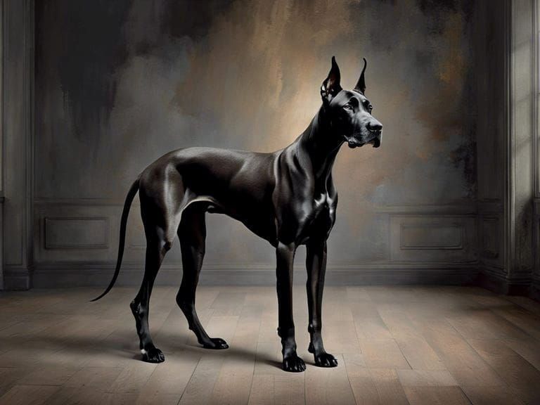 Detailed Portrait of a Black Great Dane