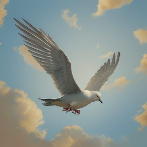 Serene Dove in Dreamy Renaissance Landscape