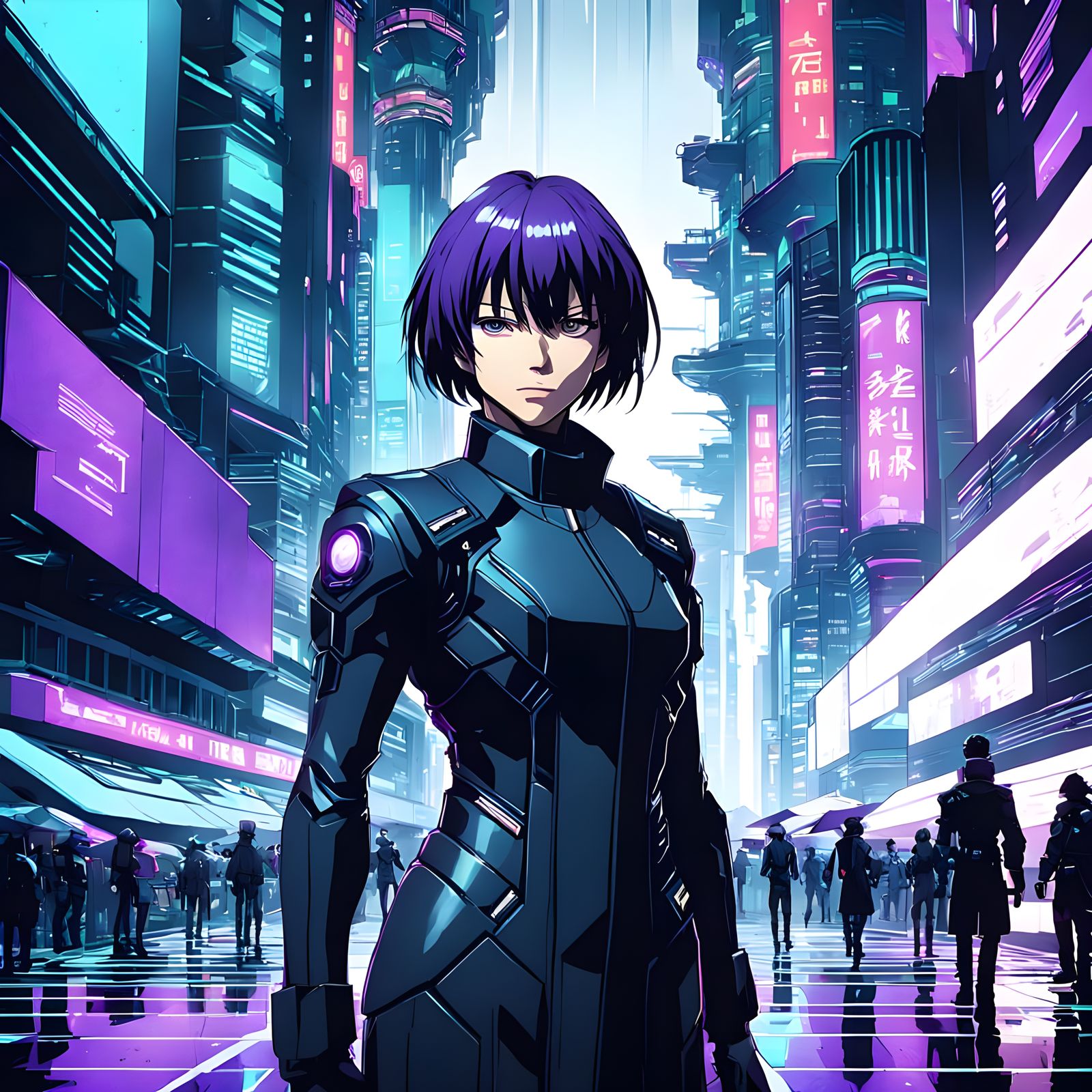 Motoko Kusanagi Anime Art in Studio Trigger Style