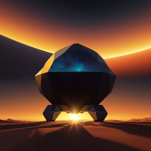 Vibrant Sunset UFO in Low-Poly Art