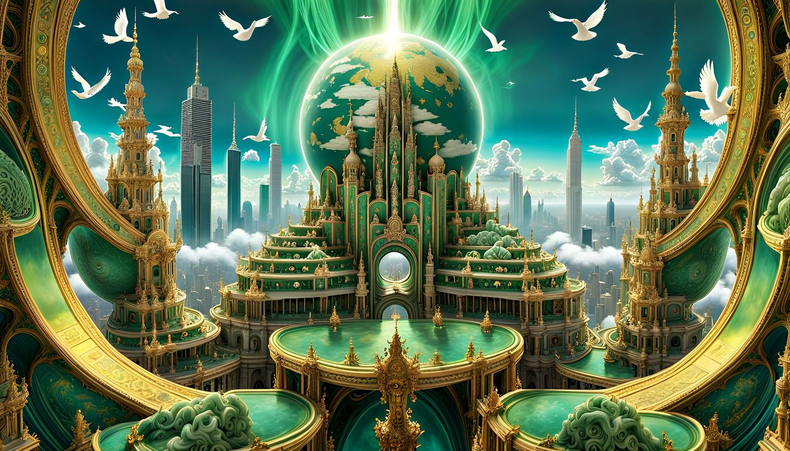 Utopian Jade City in the Sky, Glitch Art