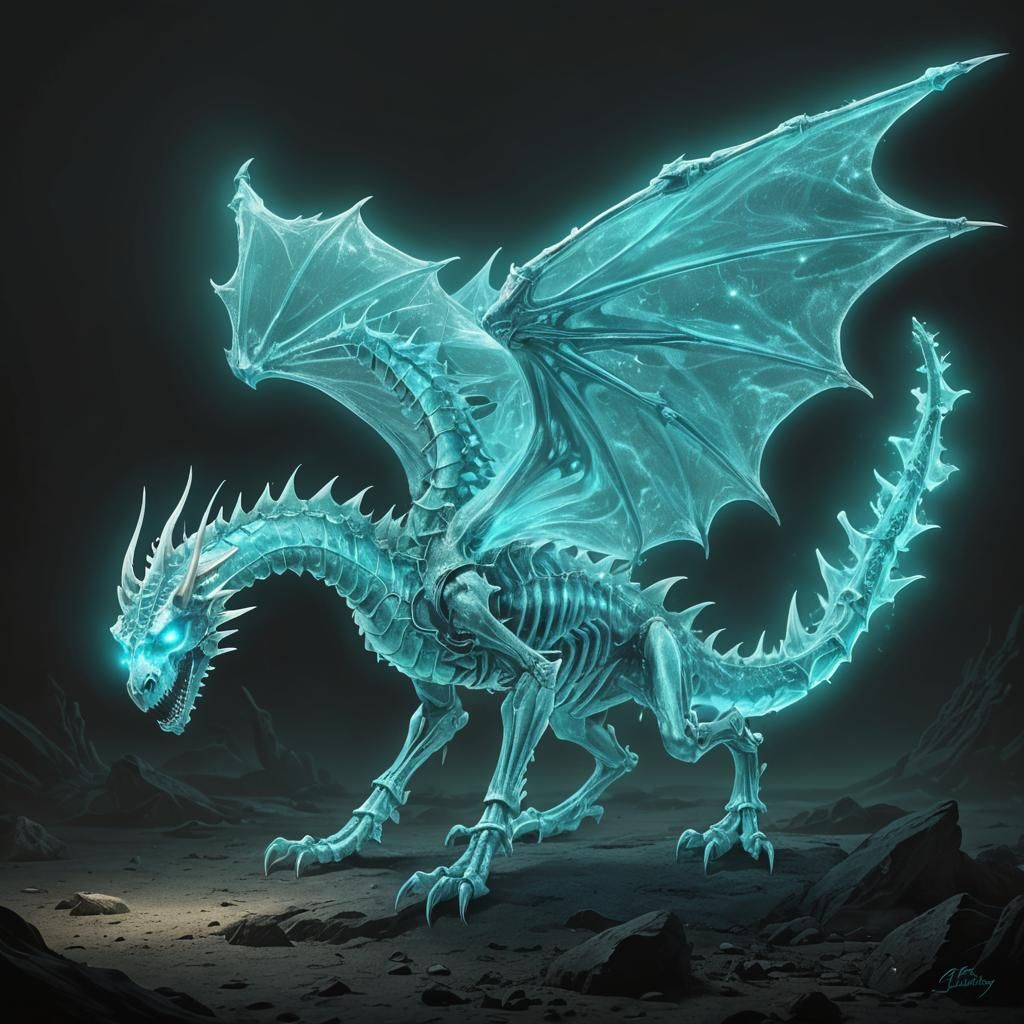 Ethereal Undead Dragon Concept Art in Dark Fantasy Style