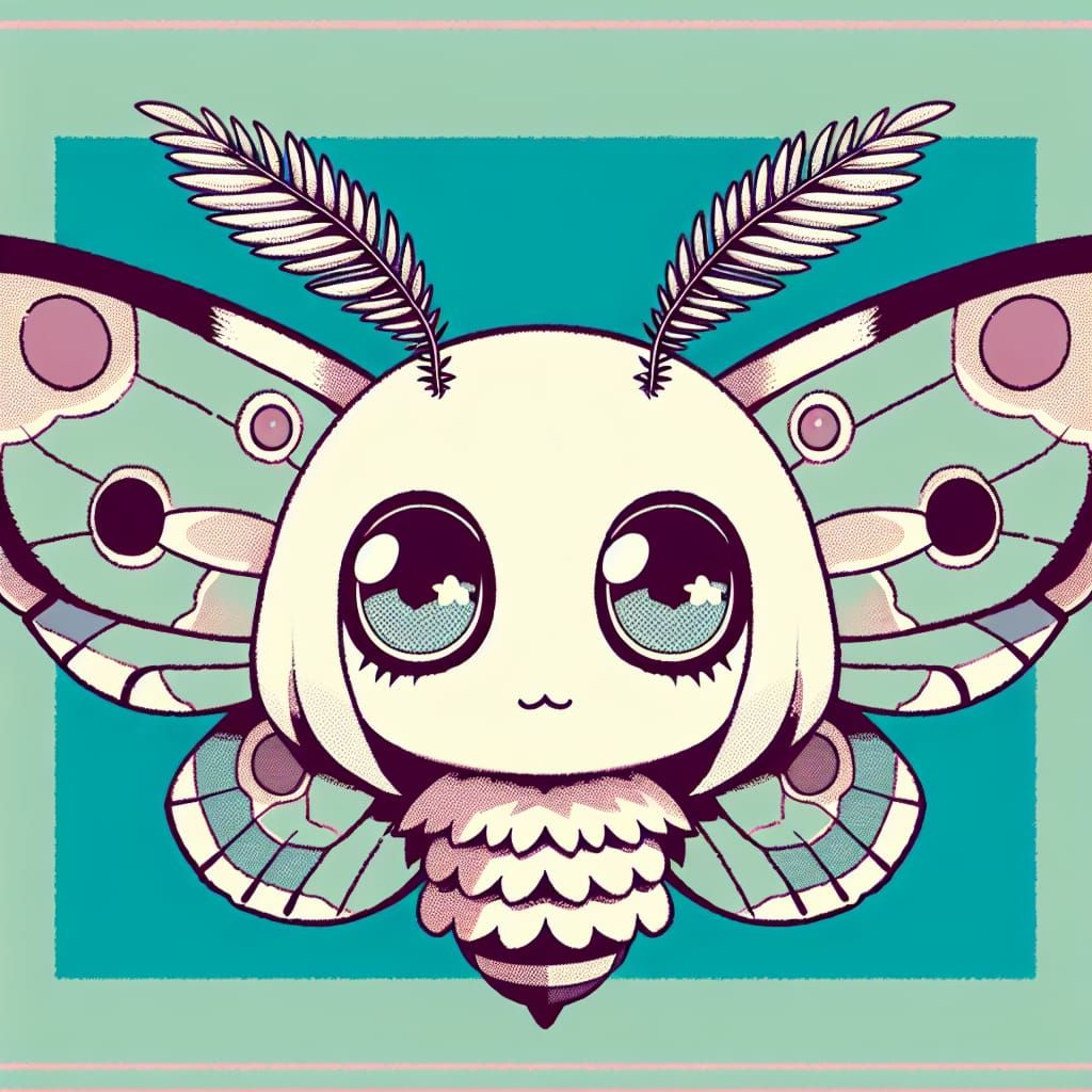 Cute Anthropomorphic Moth Girl in Early Manga Style