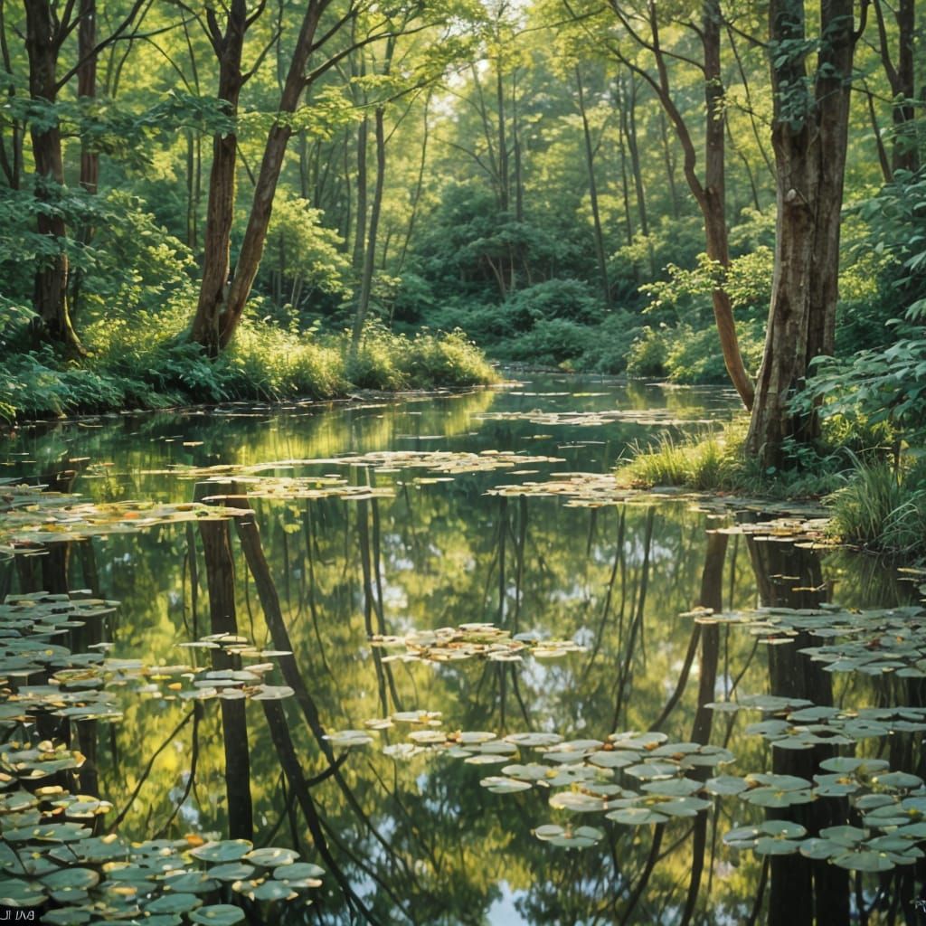 Serene Forest Pond