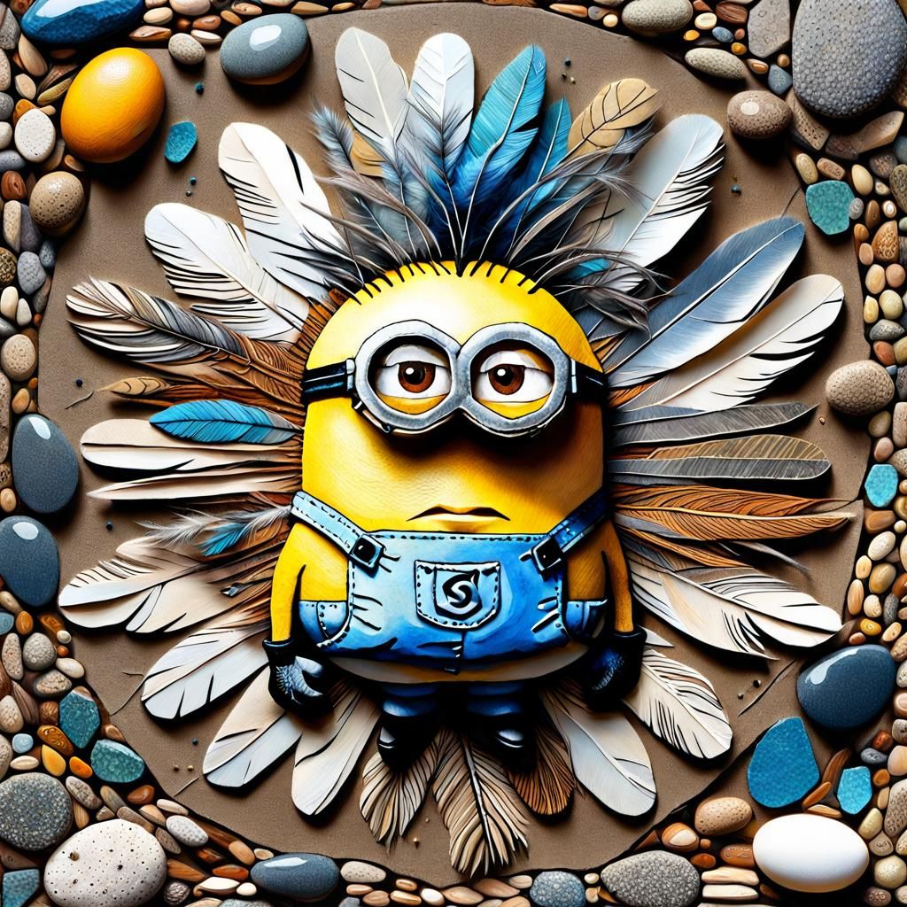 Mixed Media Minion Sculpture Close-Up