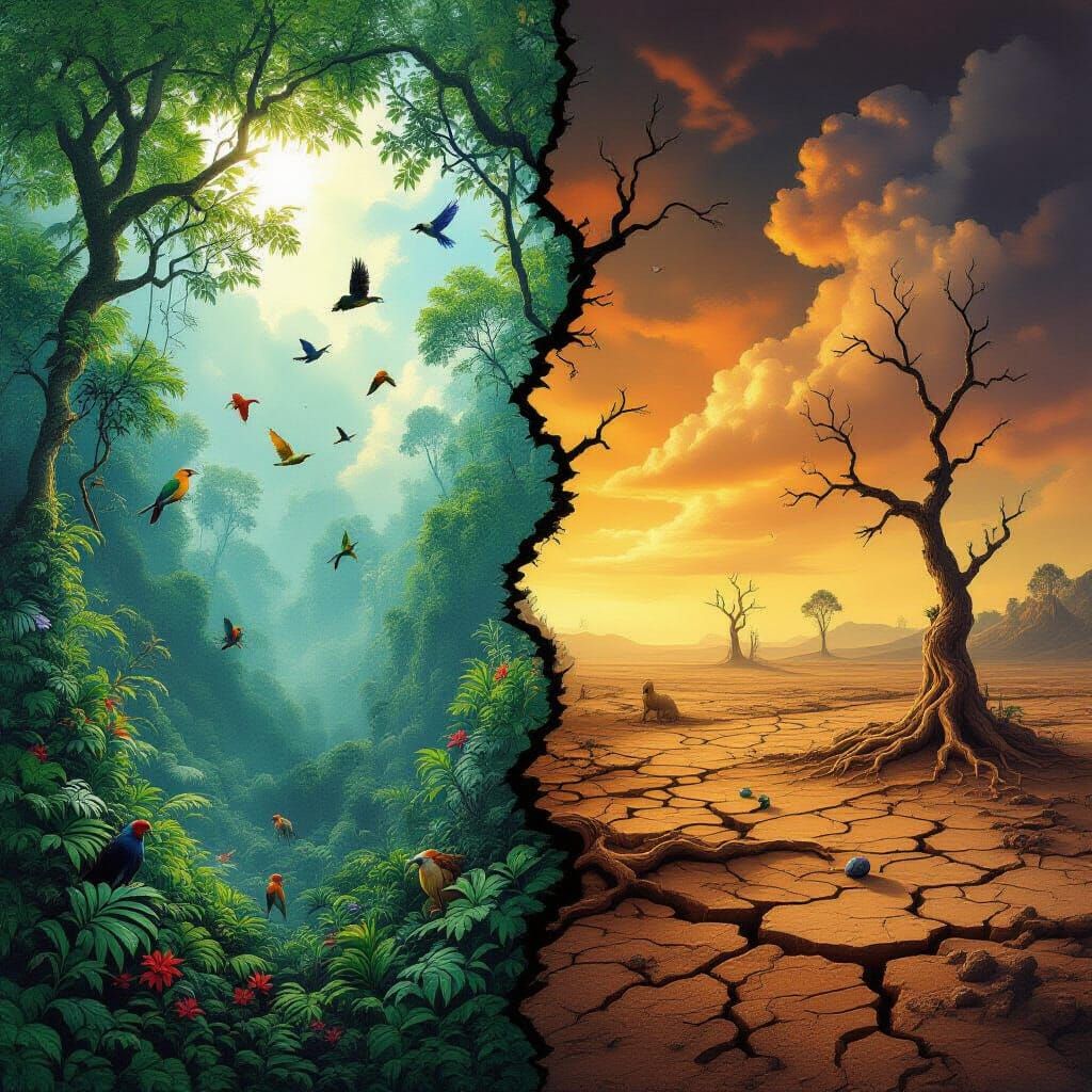 Rainforest Meets Wasteland: A Stark Environmental Contrast