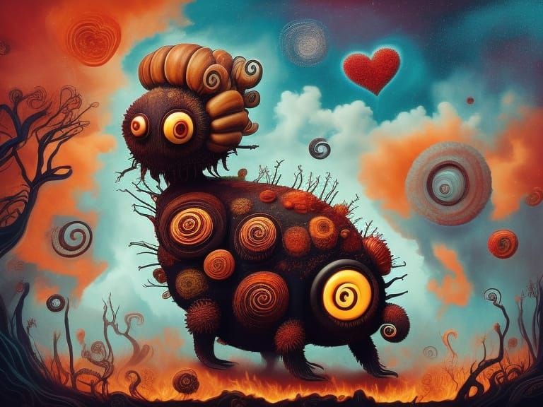 Terrifying Tardigrade in Rococo Horrorcore Style