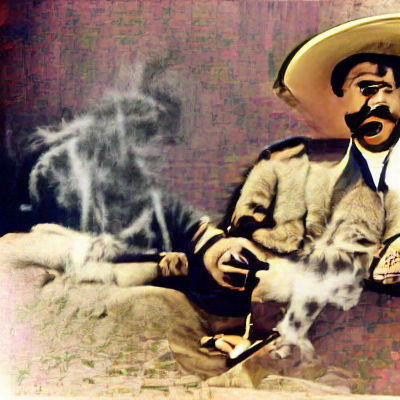 Vintage Portrait of a Smoking Figure