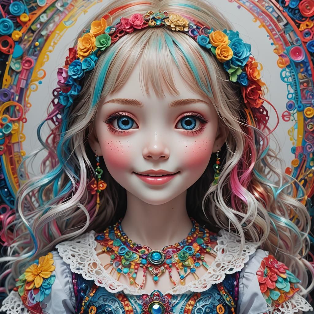 Hyper-Realistic Living Doll in Acrylic Style