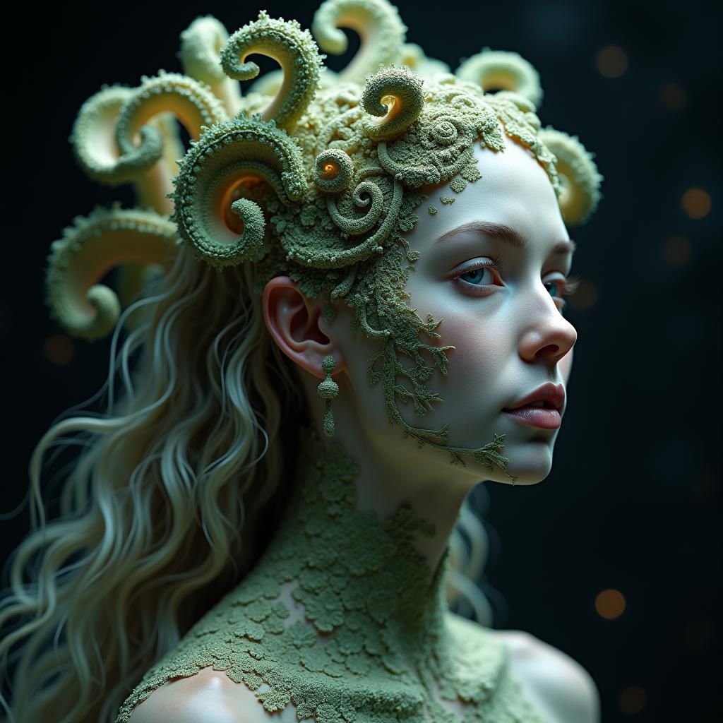 Aphrodite as Otherworldly Fairy in Dark Space