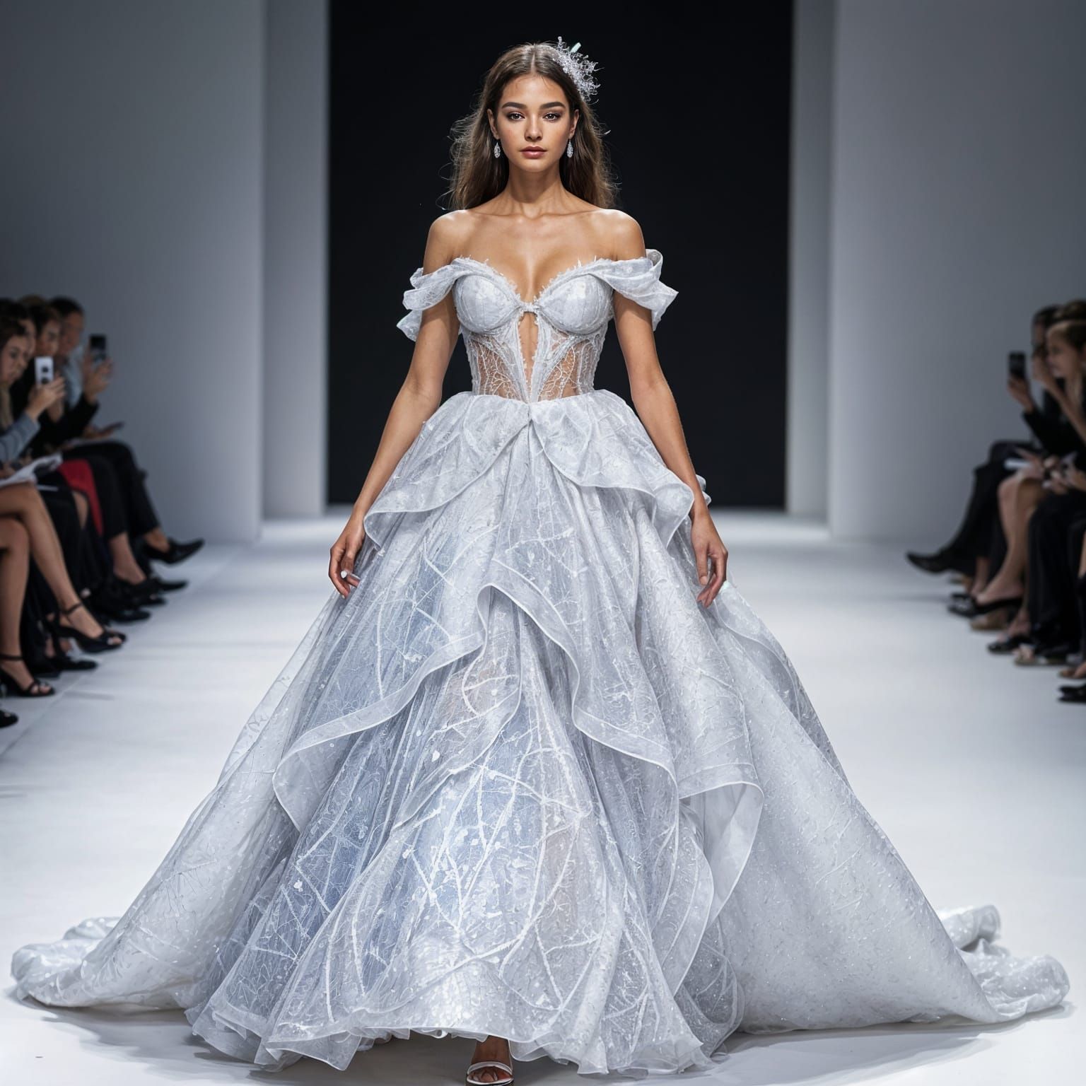 Stunning Ball Gown of Shimmering Spider Webs