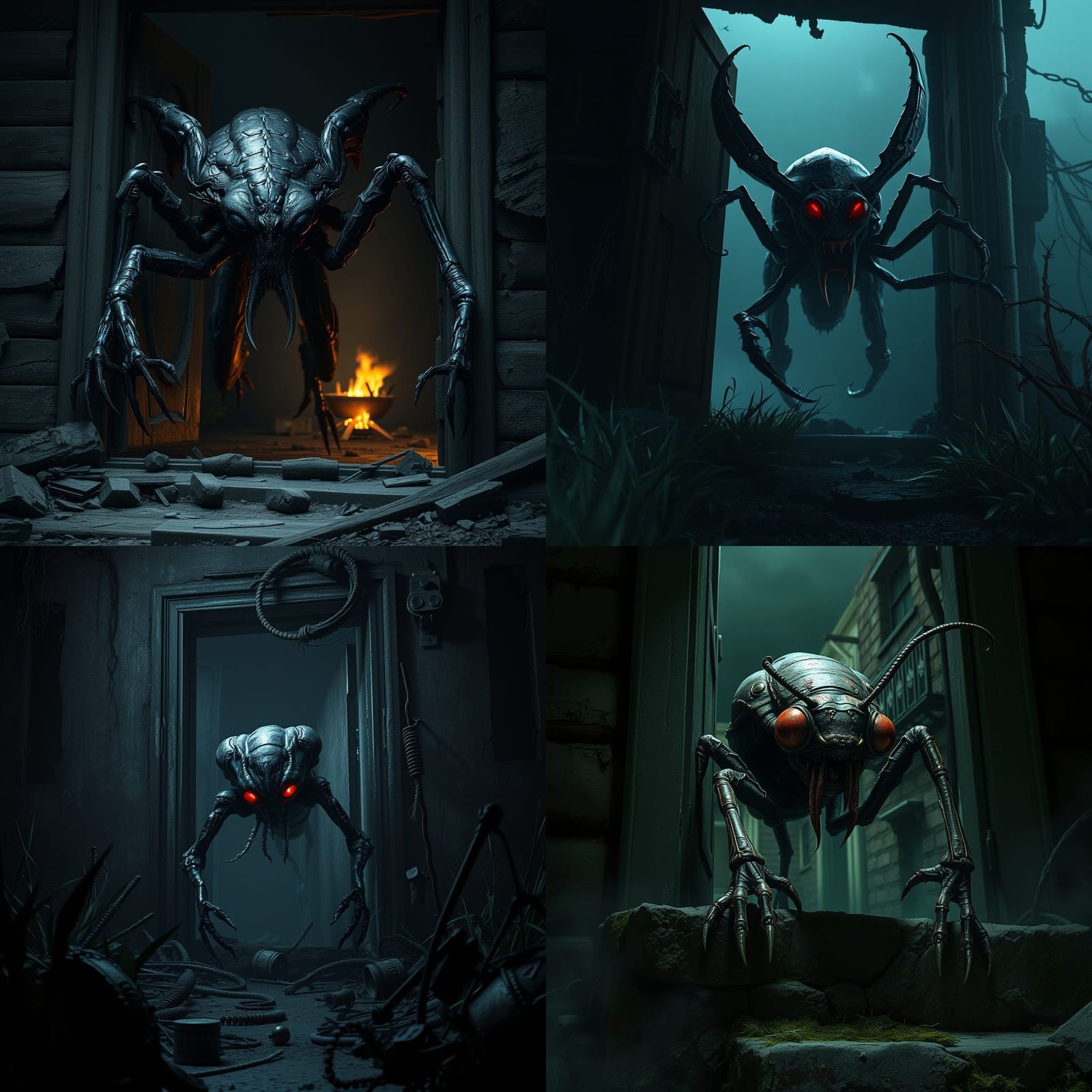 Eerie Insectoid Creature Emerges from Dark Ruins