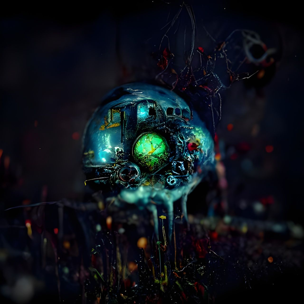 Solar-Punk Ravens in Dreamlike Lovecraftian City