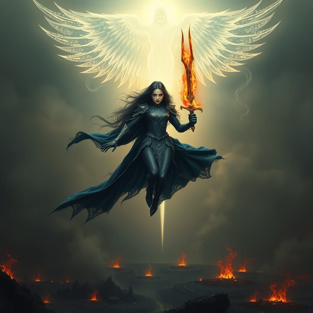 Ethereal Vampire Ascends, Armed with Obsidian Sword, in a Ce...