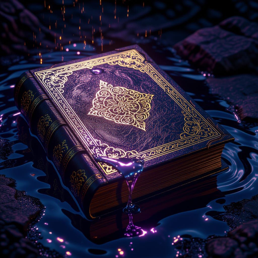Melting Book in Dark Fantasy Style