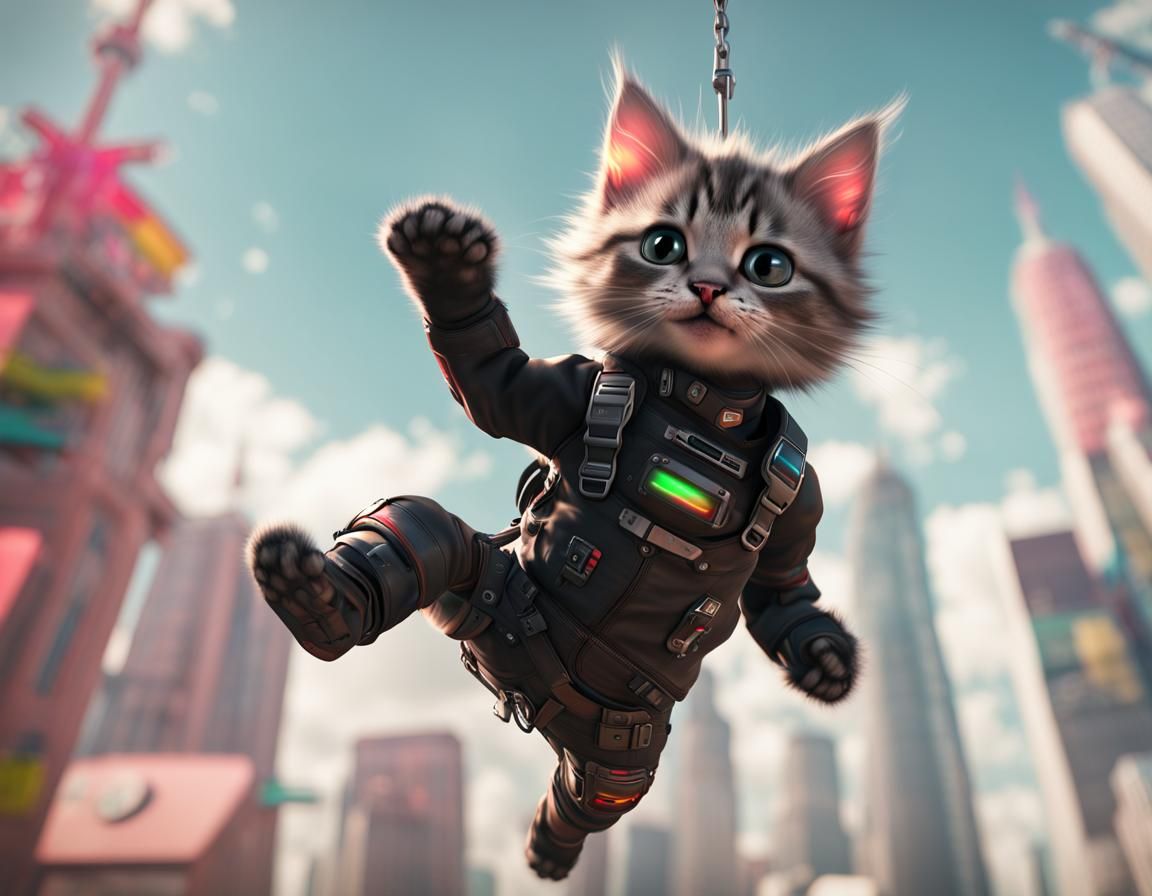 Special Ops Kitten pouncing in