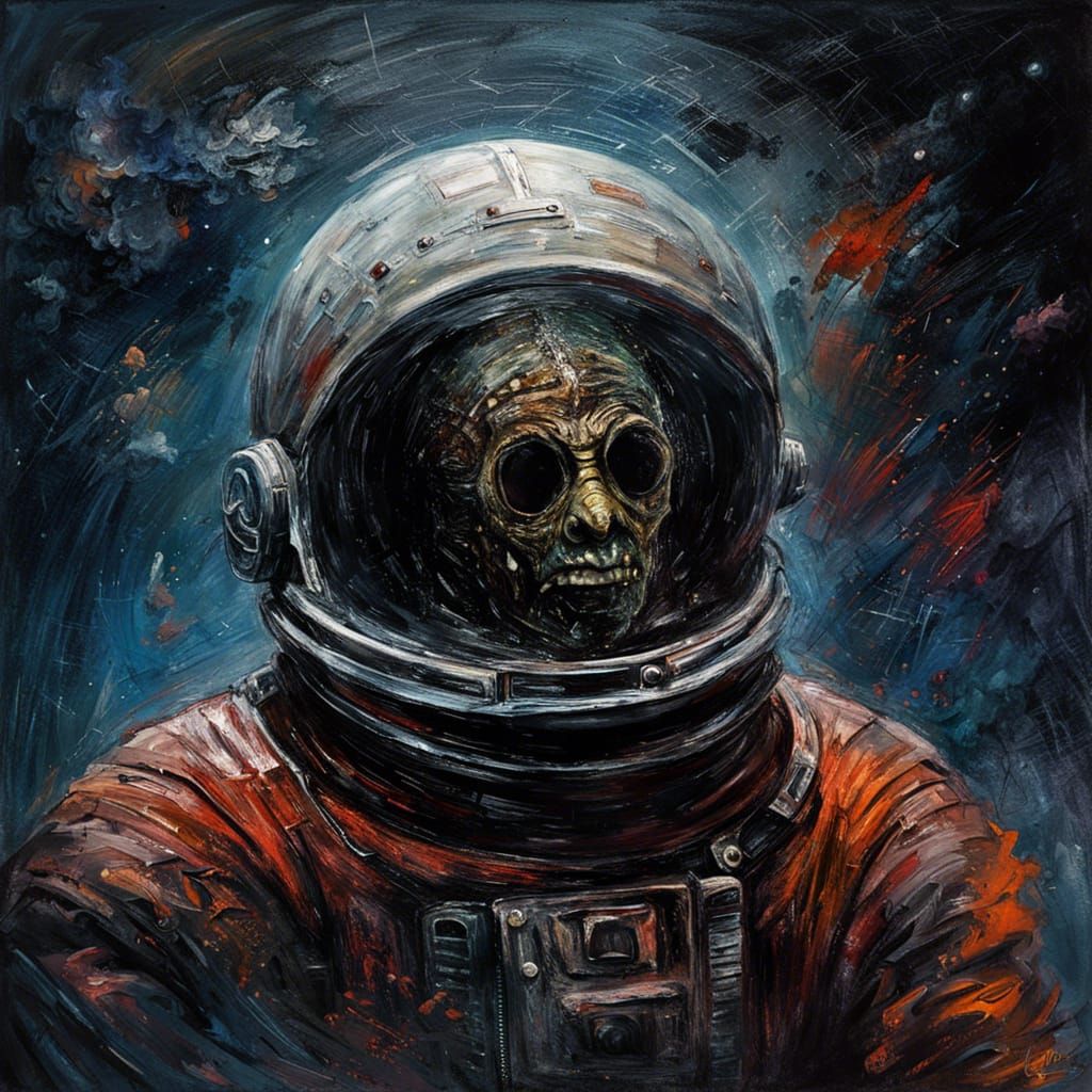 Grotesque Spaceman Raven: Gothic Impressionist Horror