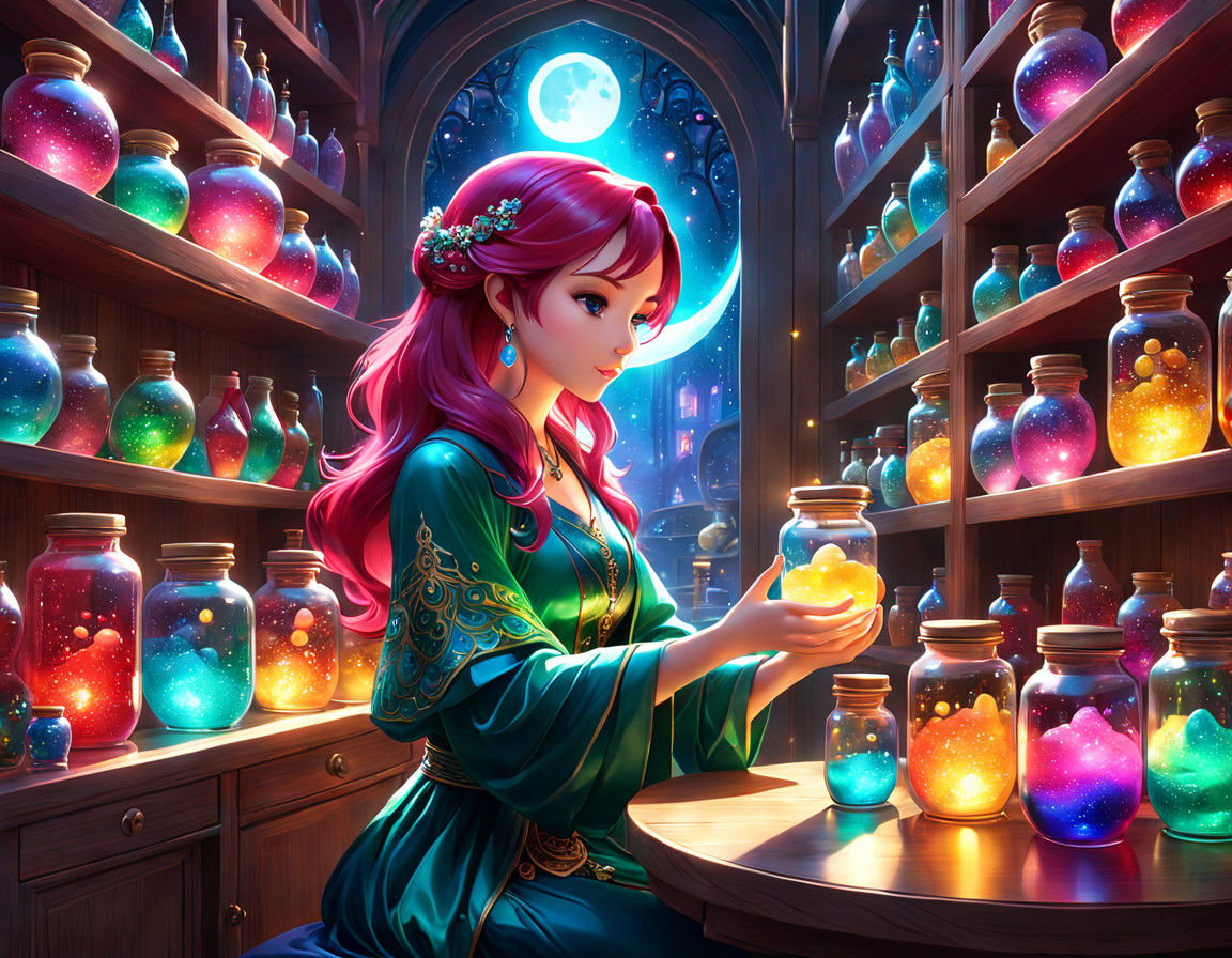 Dreamlike Workshop Scene with Lunar Essence