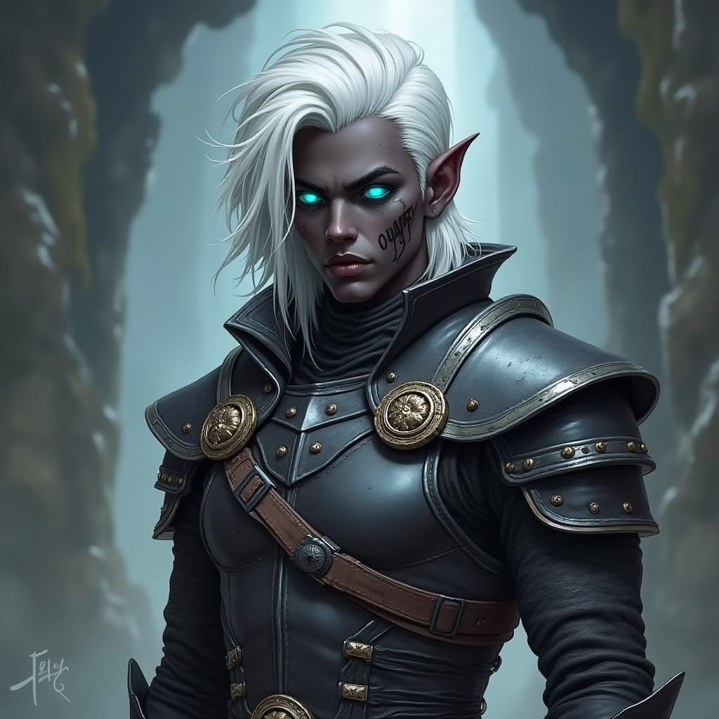 Heroic Drow Male in Mystical Underground Realm