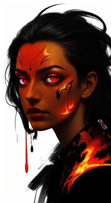 Intense Surreal Portrait with Glowing Eyes