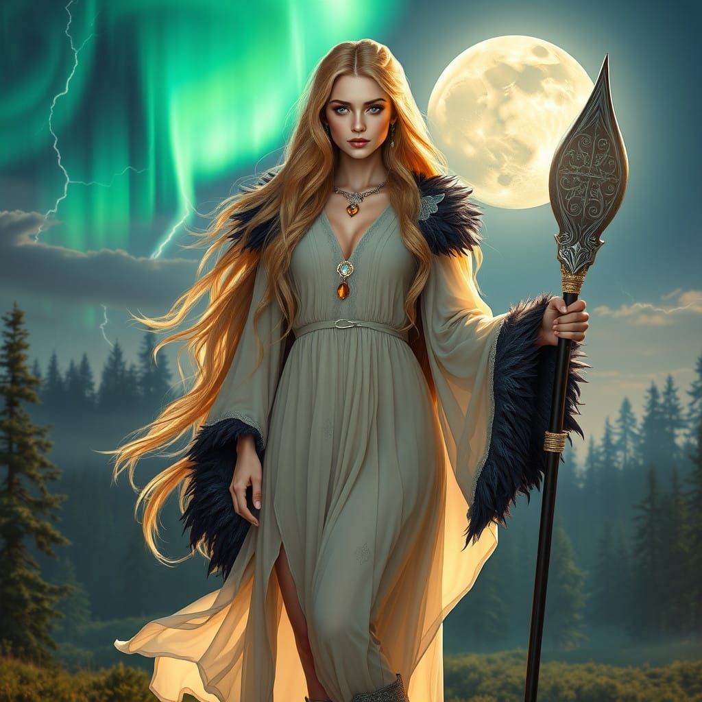 Ethereal Goddess in Sunset Hues