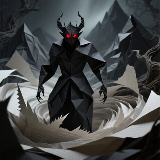 Paper Demon in Dark Fantasy Art Style