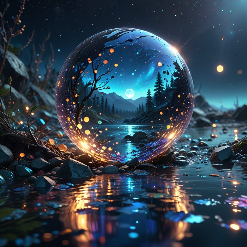 Surreal Fabric Waves Shimmer with Moonlit Colors in Cyberpun...