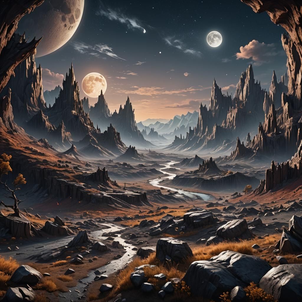 Detailed Moonscape Matte Painting in 8K