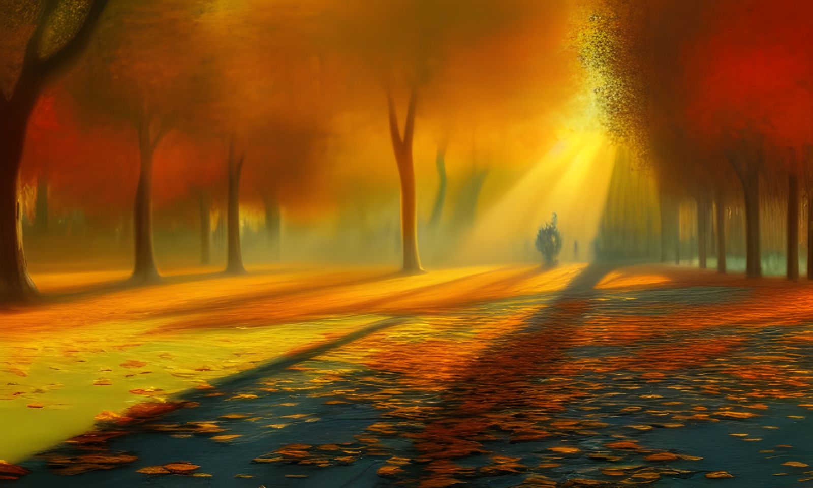 Autumn Leaves Fall in Paris: Impressionist Painting