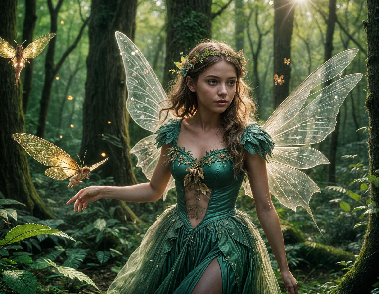 Whimsical Fairies Fluttering Through Enchanted Forest