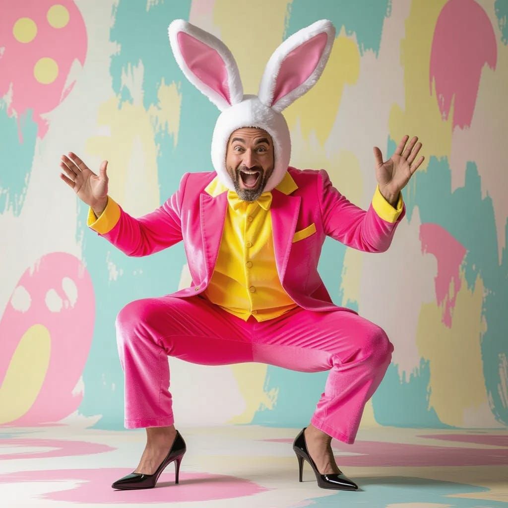 Easter Bunny Man in Whimsical Style