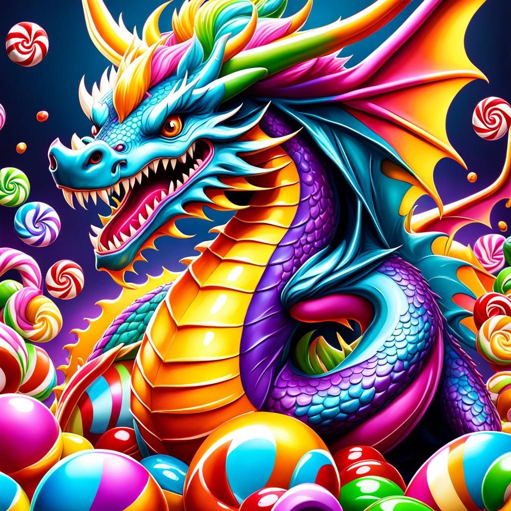 Scary Dragon in Candy Art Style