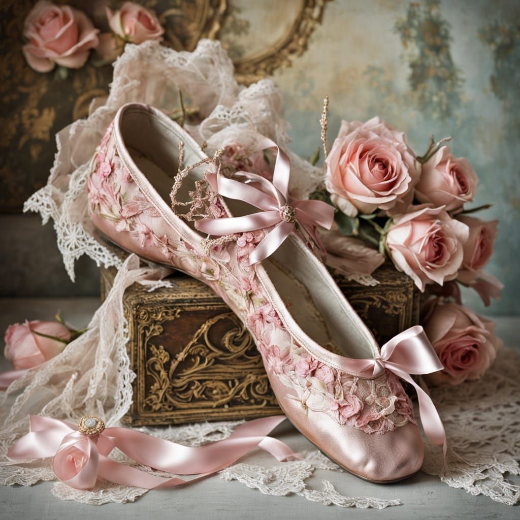 Vintage Pink Ballet Shoes in Golden Light