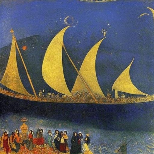 Crystal Ship on Ocean, Iconographic Surrealism