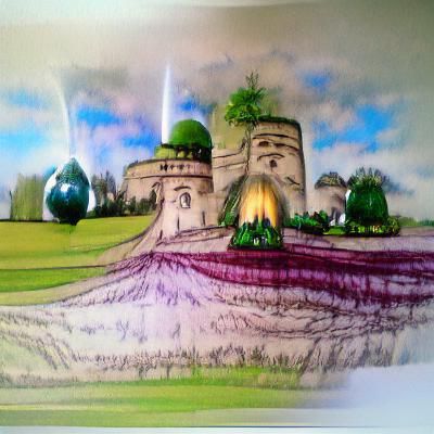 Hanging Garden Palace Oasis Castle Concept Art
