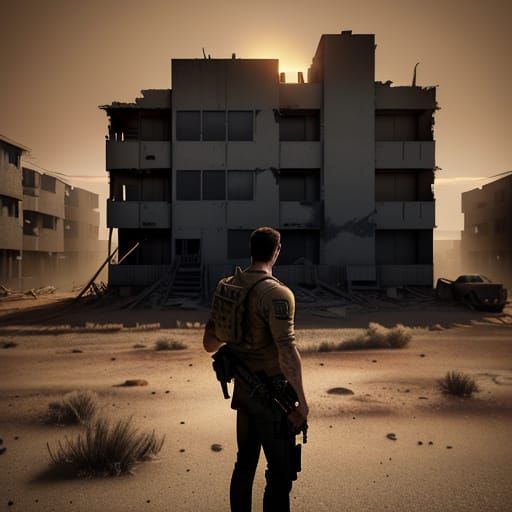 Man with Gun in Gritty Realistic Digital Art