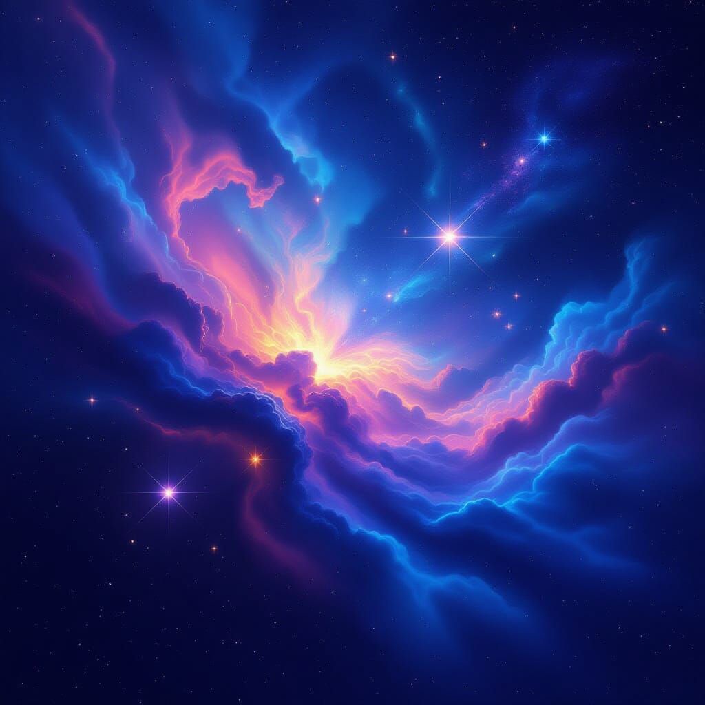 Cosmic Aurora Borealis in Vibrant Nebula