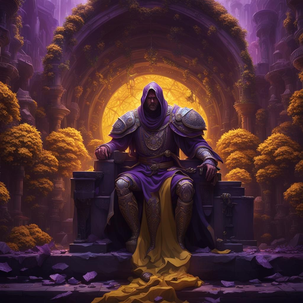 Hyperdetailed Dark Fantasy Art in Purple and Yellow