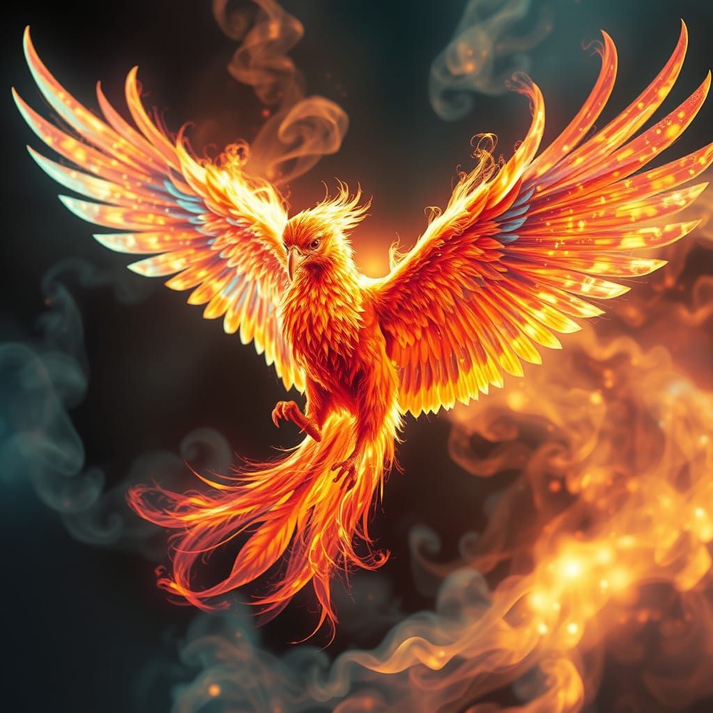 Phoenix in Glitch Art Style