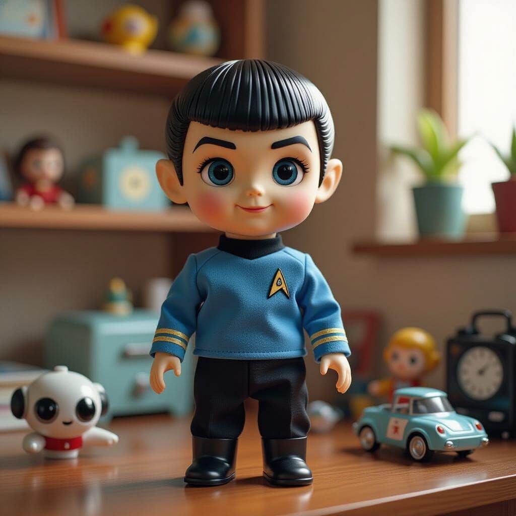 Retro Spock Doll Surrounded by Nostalgic Toys