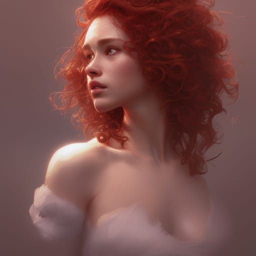 Red-Skinned Woman Portrait in Hyperdetailed Digital Art
