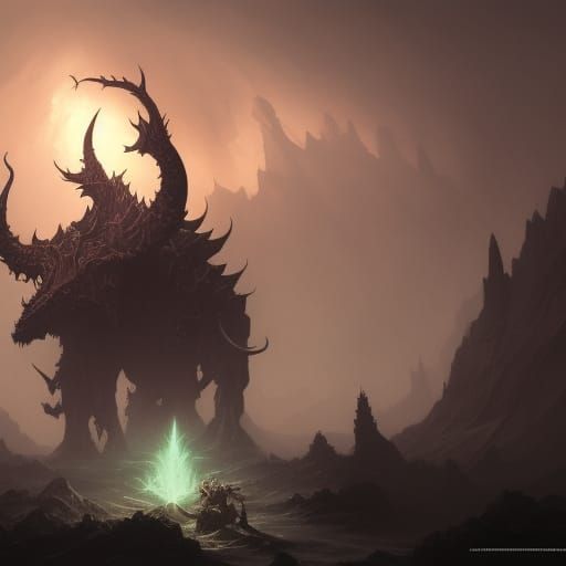 Hyperdetailed Bulette Kaiju in Dark Fantasy Style