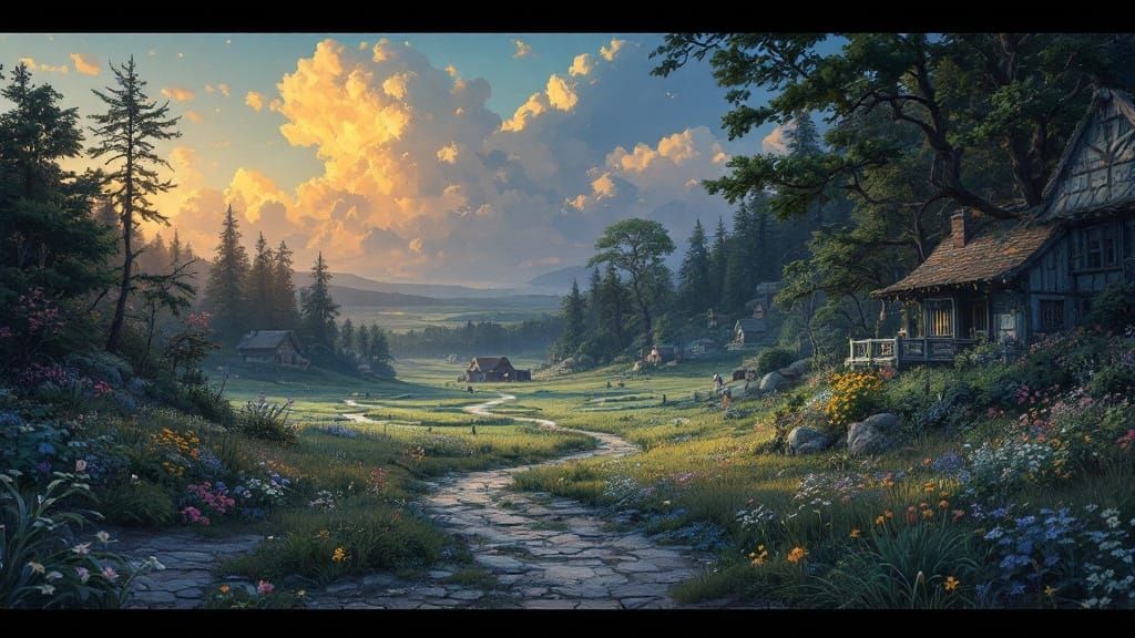 Dreamlike Valley Landscapes in Whimsical Artistic Style