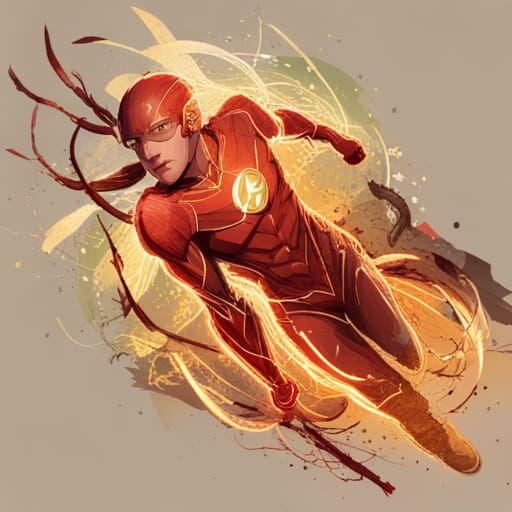 Luminous DC Flash Digital Painting with Golden Outlines