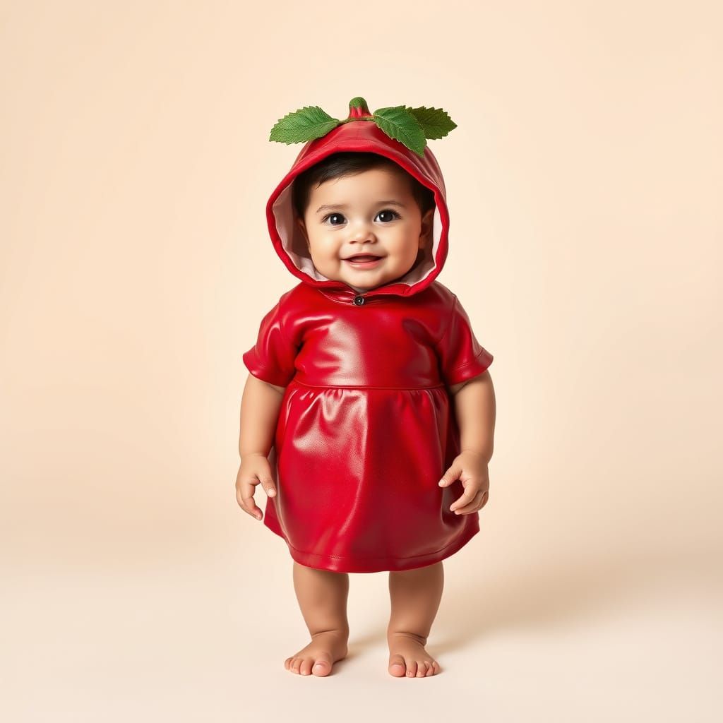 Cute Baby in Pomegranate Dress with Matching Hoodie